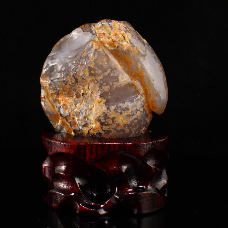 Natural Water Bile Agate Carved Monkey Statue w Certificate