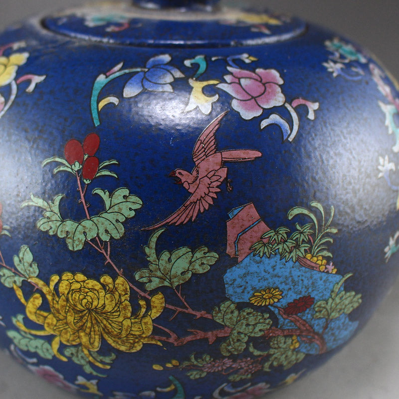 Old Chinese Yixing Zisha Clay Famille Rose Flower Design Teapot
