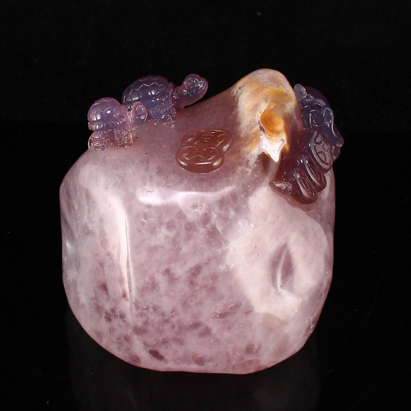 Beautiful Agate Fortune Turtle Statue w Certificate