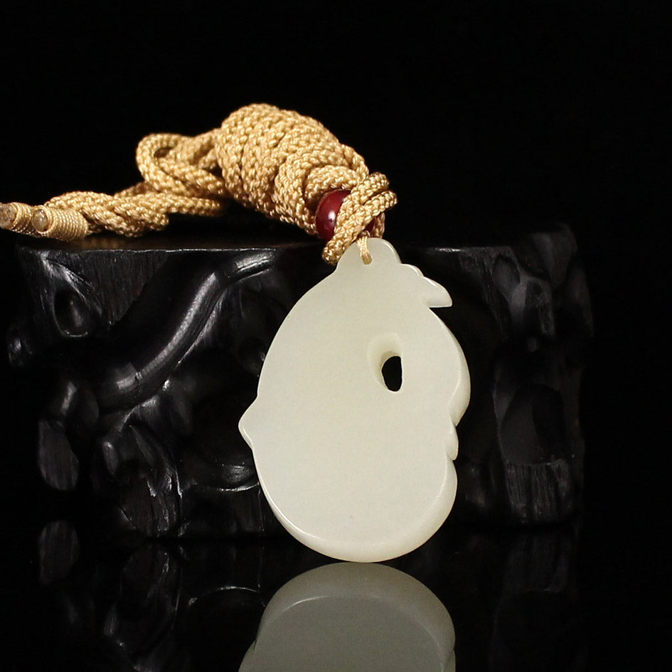 Chinese Natural Hetian Jade Carved Goose Pendant