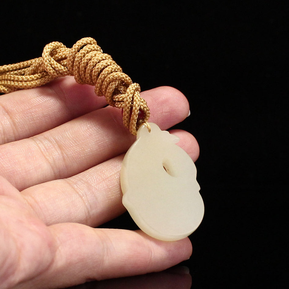 Chinese Natural Hetian Jade Carved Goose Pendant