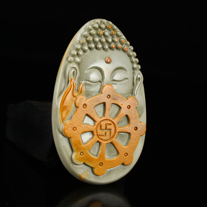 Beautiful Agate Carved Buddha Pendant w Certificate