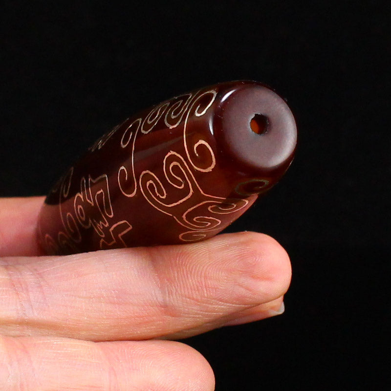 Tibetan DZI Agate Inlay Silver Wire Lucky Pendant