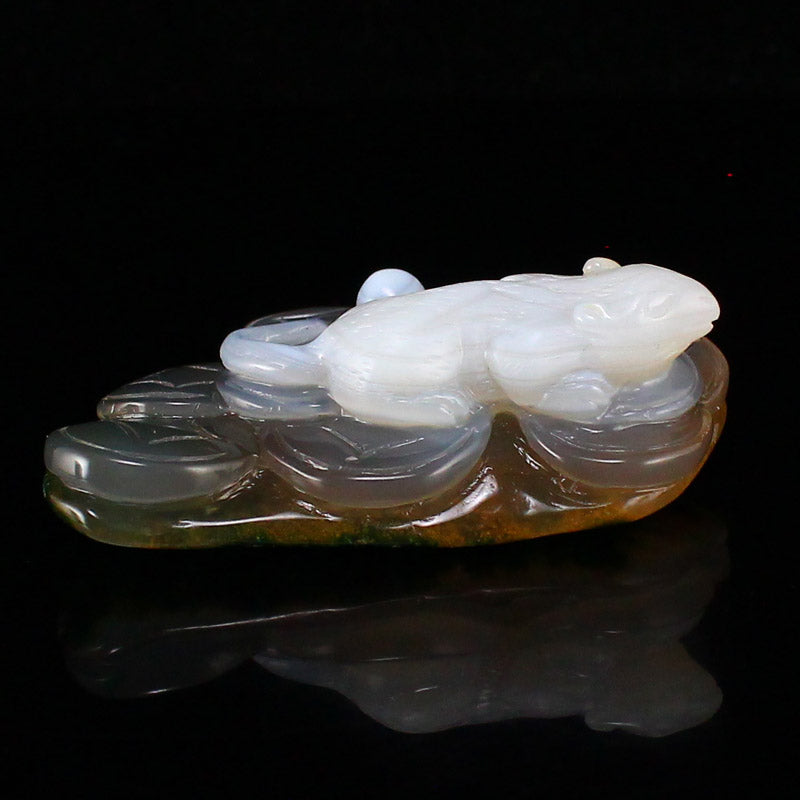 Natural Agate Carved Mouse Statue w Certificate