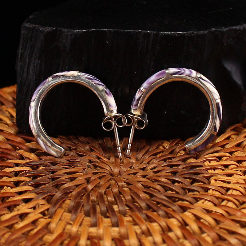 A Pair 925 Sterling Silver Inlay Shell Earrings