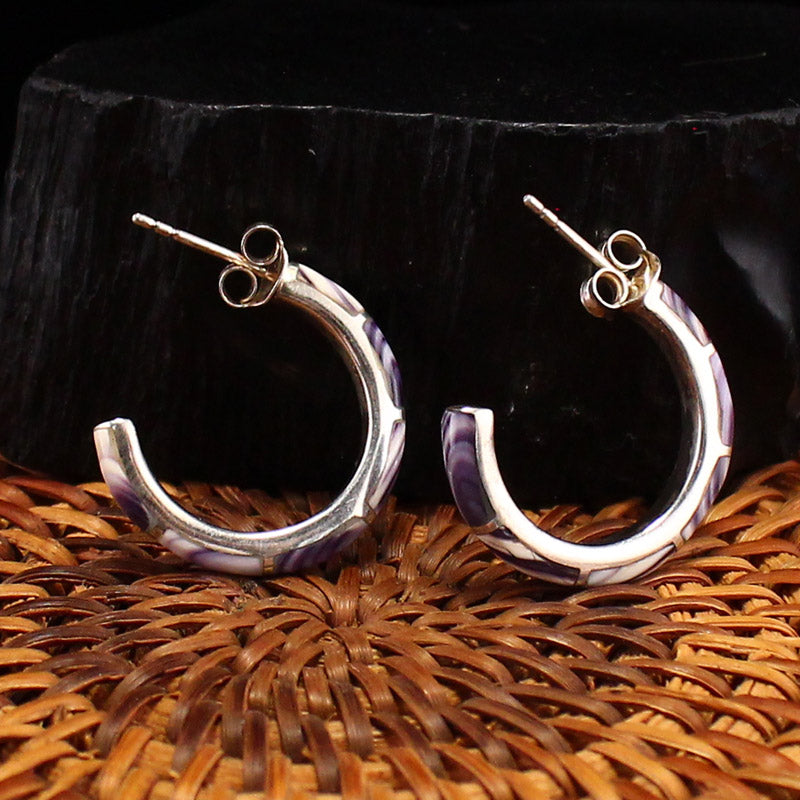 A Pair 925 Sterling Silver Inlay Shell Earrings