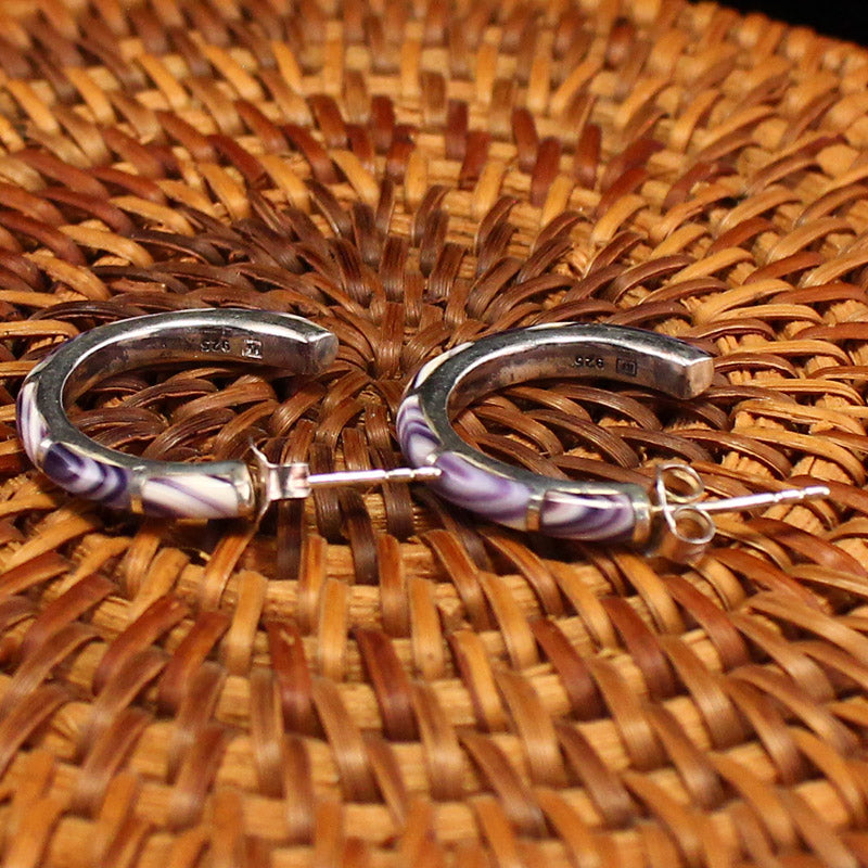 A Pair 925 Sterling Silver Inlay Shell Earrings