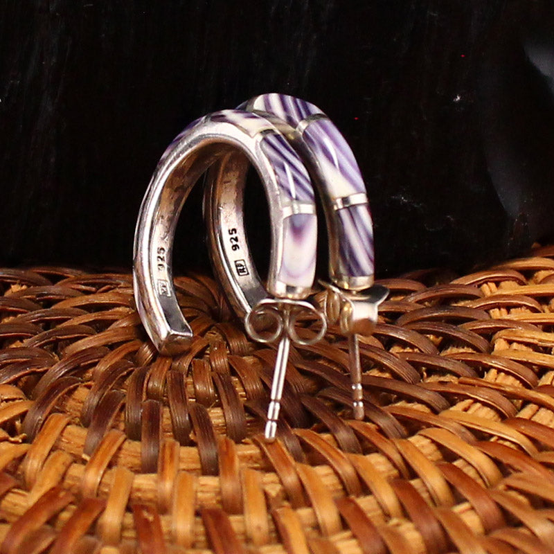 A Pair 925 Sterling Silver Inlay Shell Earrings