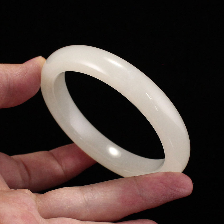 Inside Diameter 57 mm Chinese Natural White Hetian Jade Bracelet