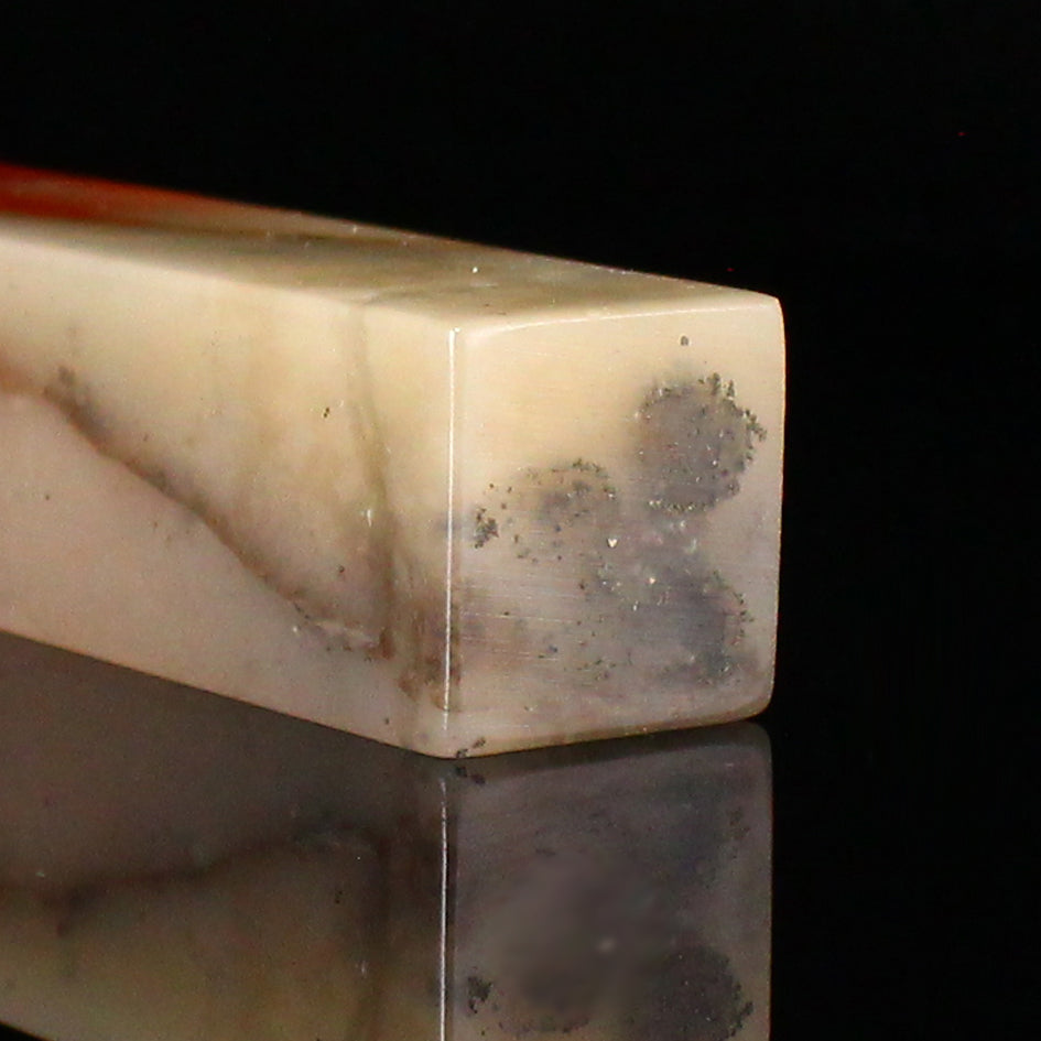 Chinese Shoushan Stone Carved Peach & Lotus Leaf Seal