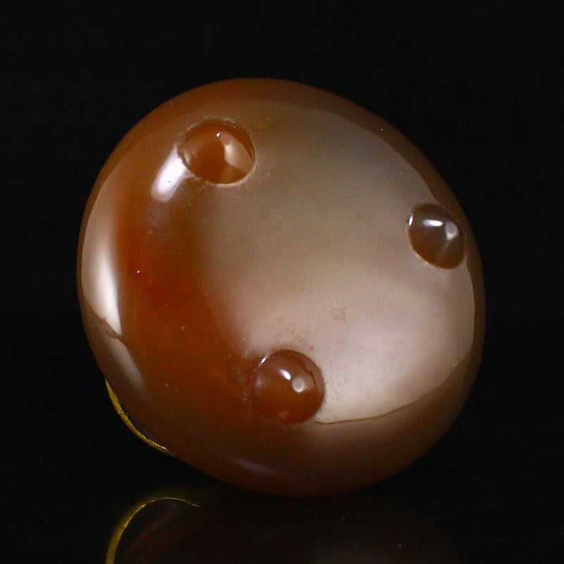 Old Gilt Gold Agate Double Ears 3 Legs Incense Burner