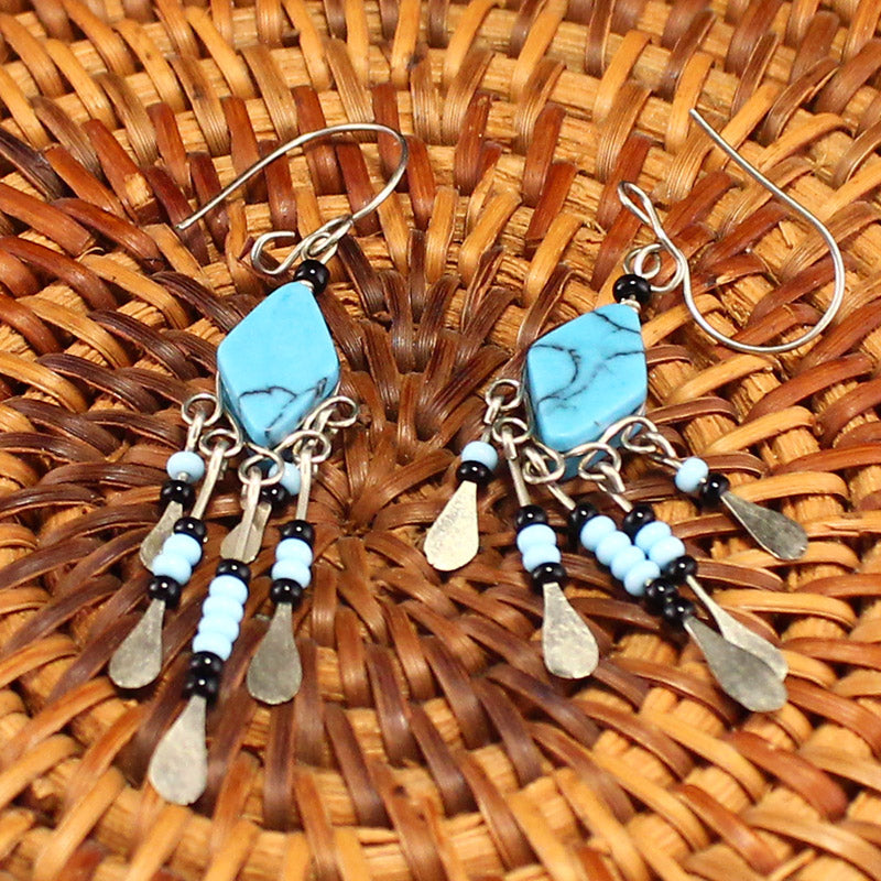 A Pair Silver Inlay Turquoise Earrings