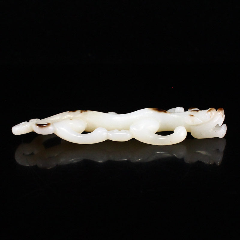 Old Jade Carved Chi Dragon Statue w Certificate