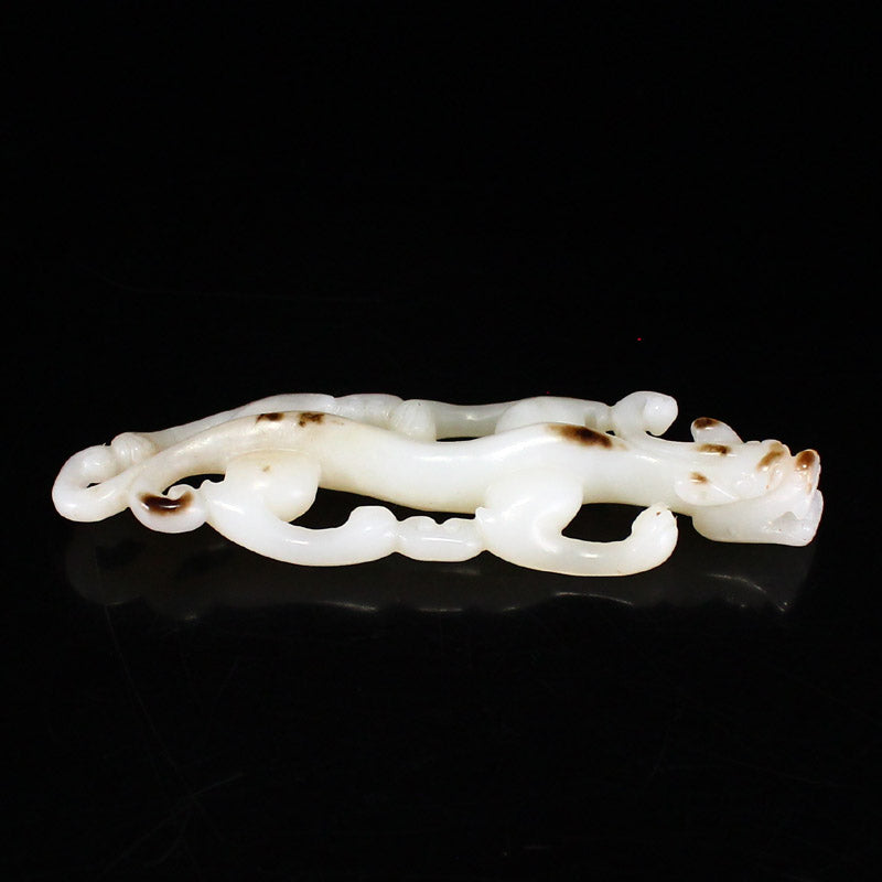Old Jade Carved Chi Dragon Statue w Certificate