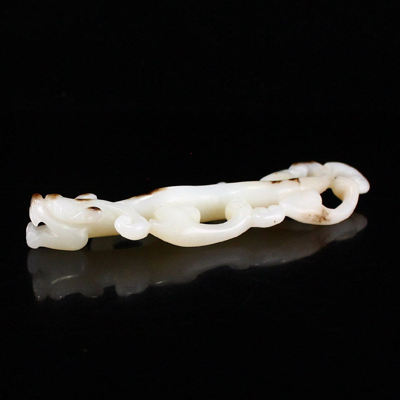 Old Jade Carved Chi Dragon Statue w Certificate
