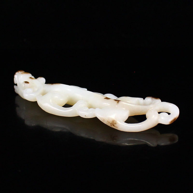 Old Jade Carved Chi Dragon Statue w Certificate