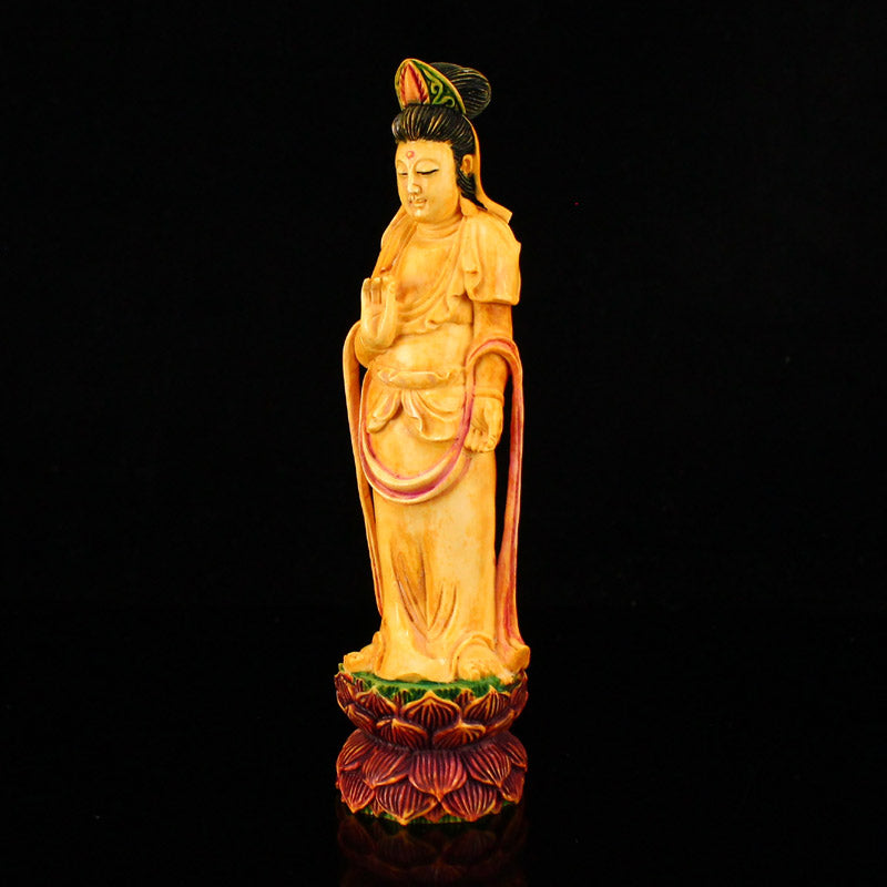 Old Bone Carved Kwan-yin Statue