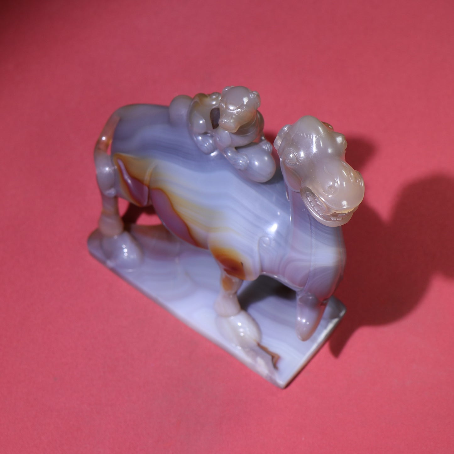 A0043 Vintage Chinese Agate Carved Camel Statue
