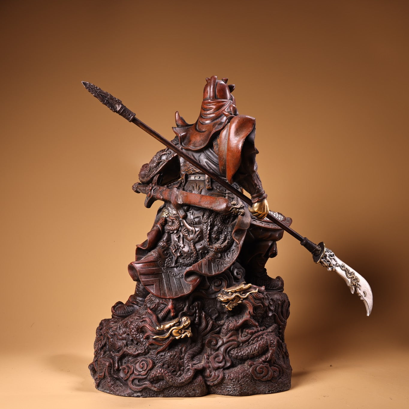 A0055 Vintage Chinese Gilt Gold Copper General Guangong Statue