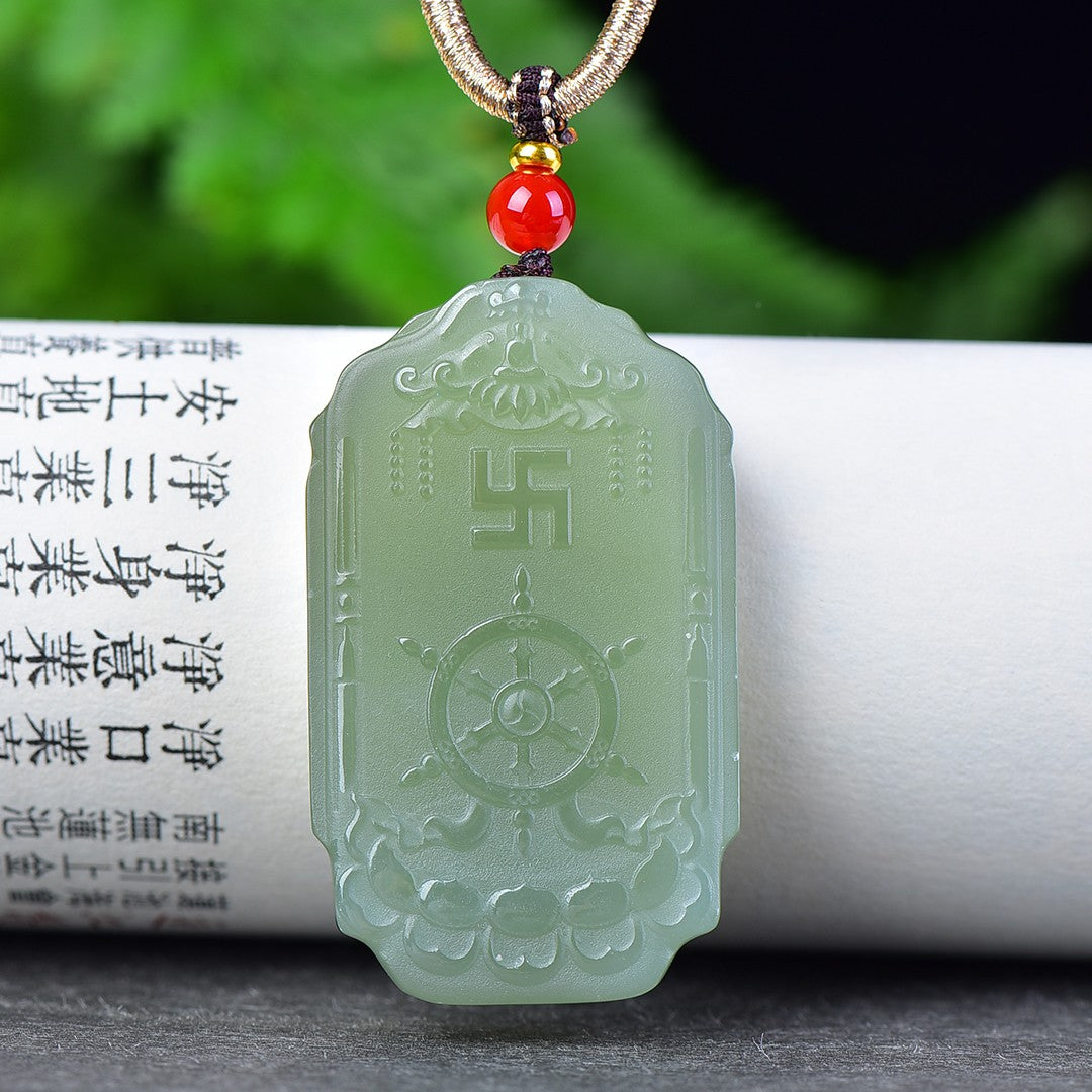 A0123 Chinese Green Hetian Jade Tara Pendant