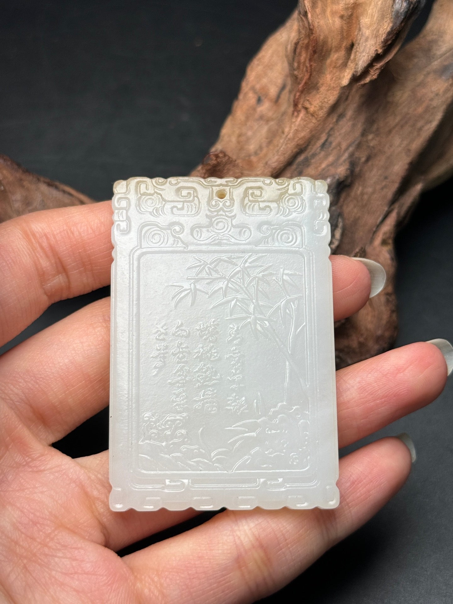 A0177 Chinese Hetian Jade Carved Horse & Figure Pendant