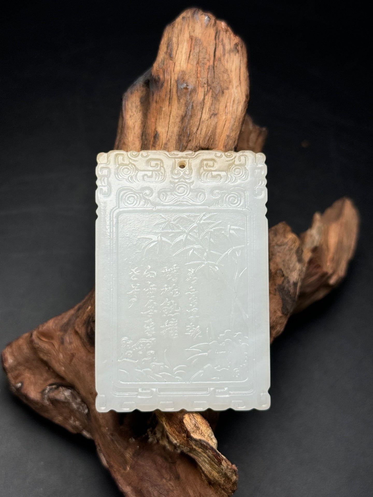 A0177 Chinese Hetian Jade Carved Horse & Figure Pendant