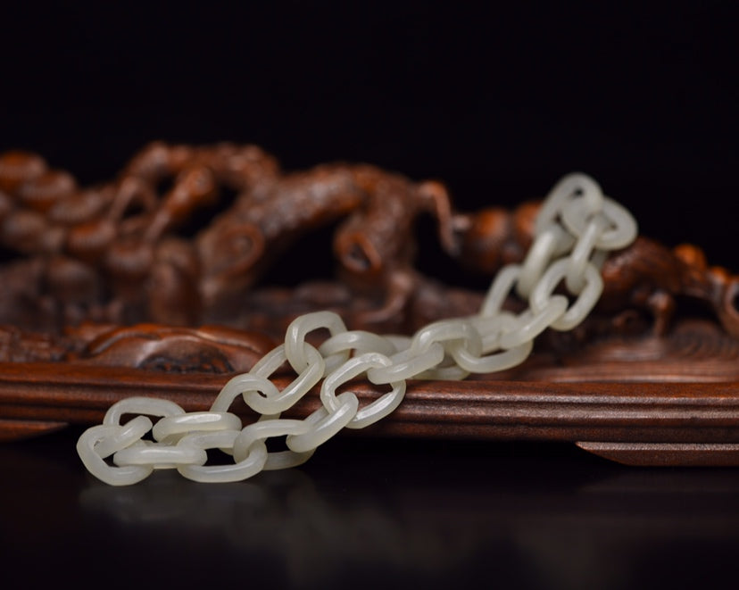 A0193 Chinese Natural Hetian Jade Chain Bracelet