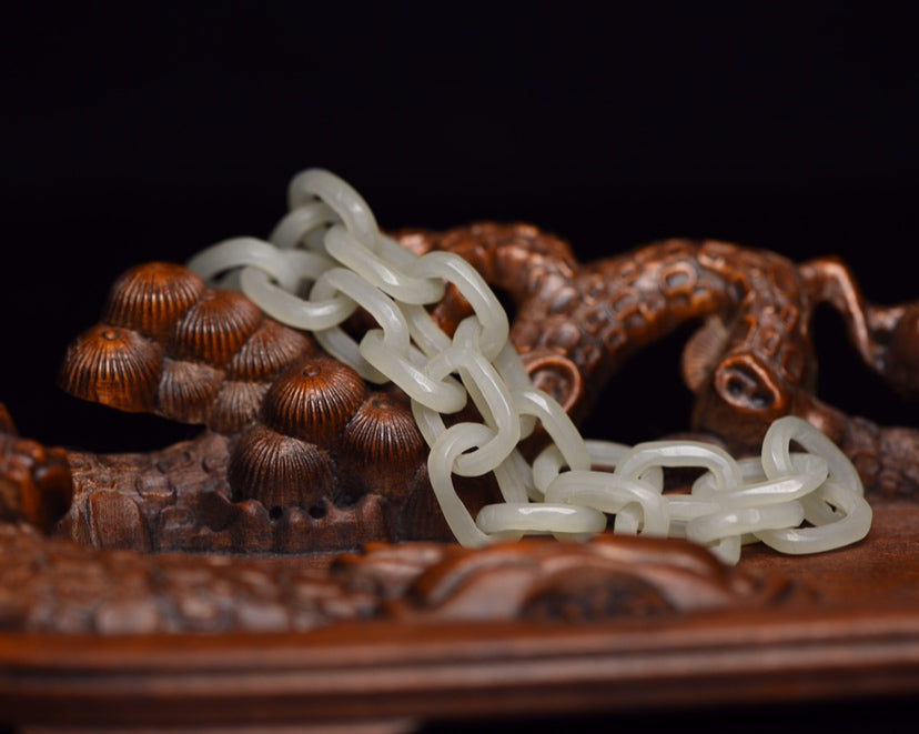 A0193 Chinese Natural Hetian Jade Chain Bracelet