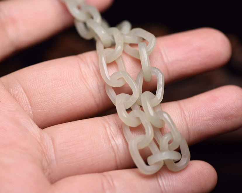A0193 Chinese Natural Hetian Jade Chain Bracelet