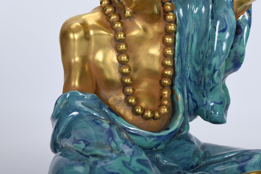 A0265 Chinese Gilt Gold Variable Glaze Arhat Porcelain Statue
