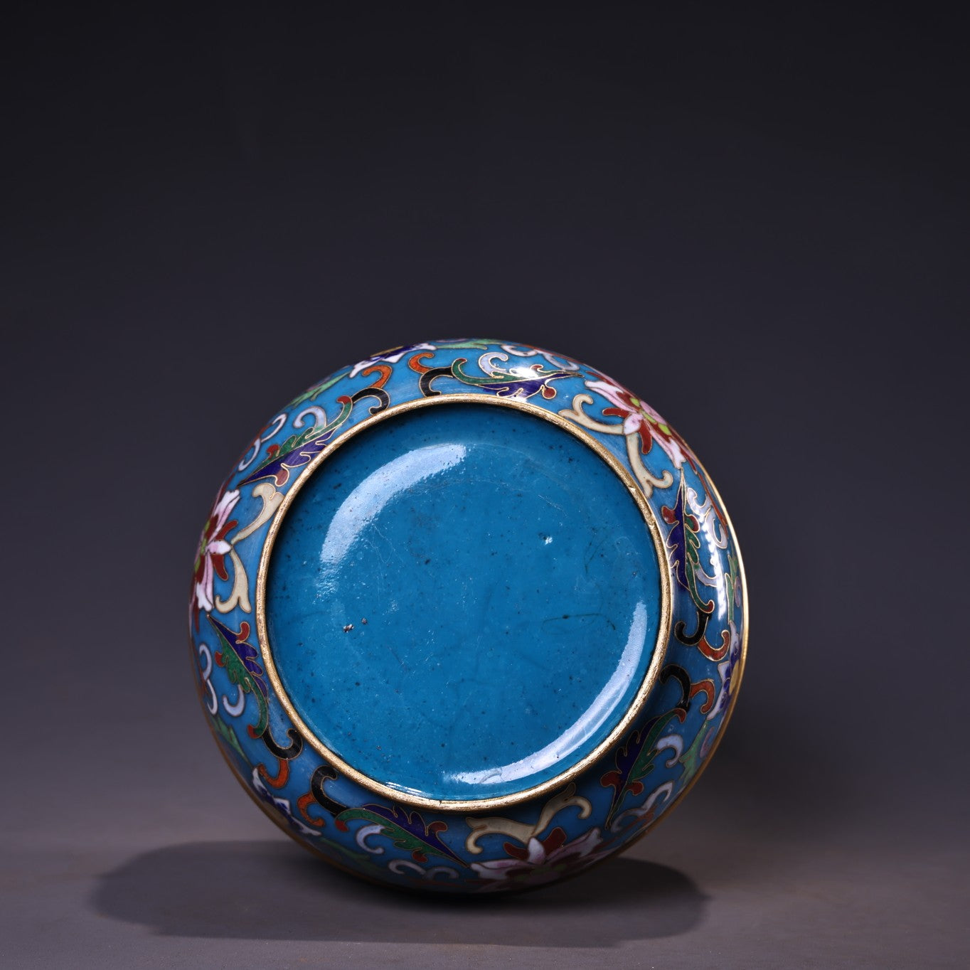 A0297 Vintage Chinese Gilt Gold Bronze Enamel Flower Design Jewellery Box