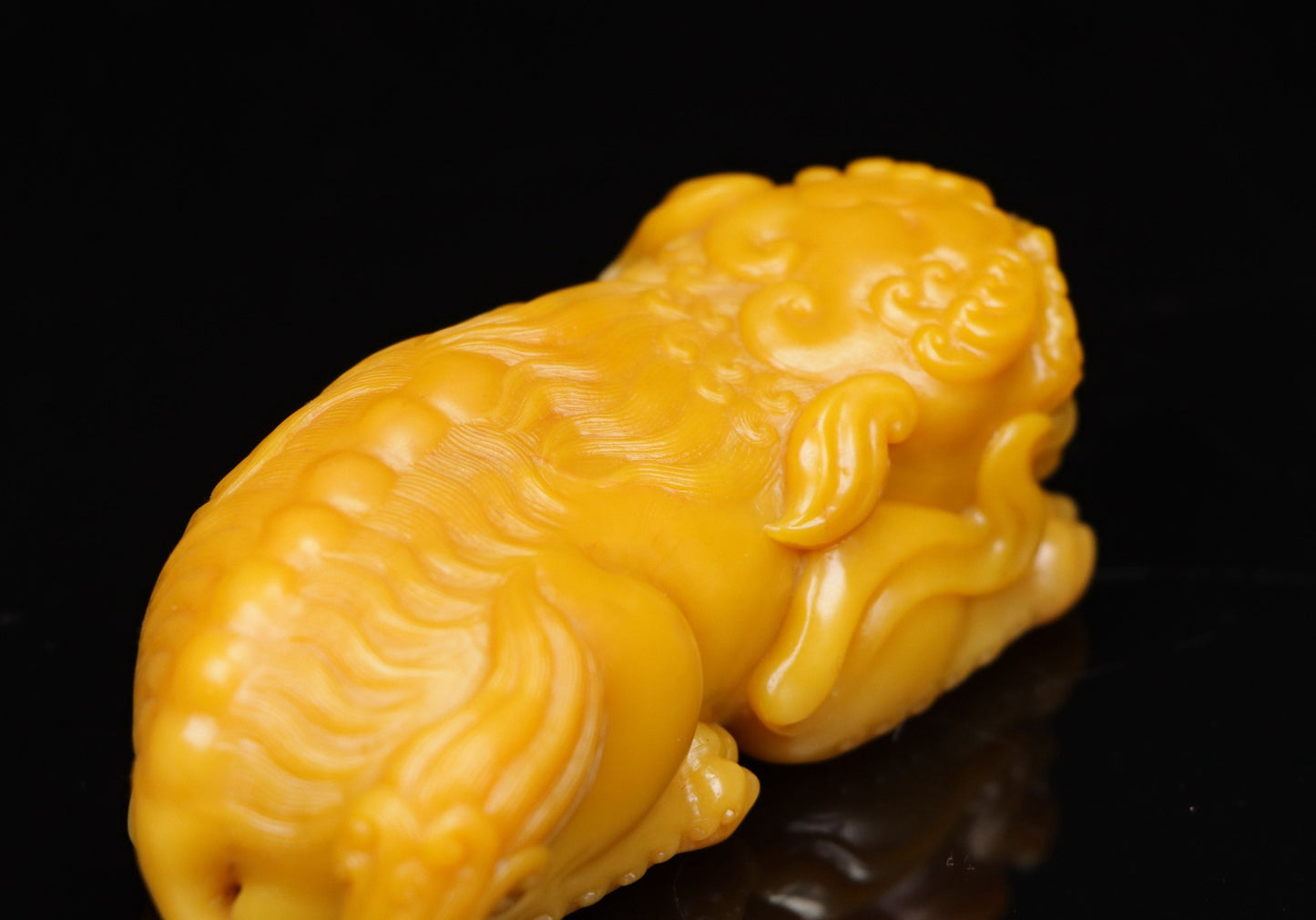 A0312 Superb Chinese Shoushan Stone Tianhuang Stone Carved Fortune Pixiu Statue w Box