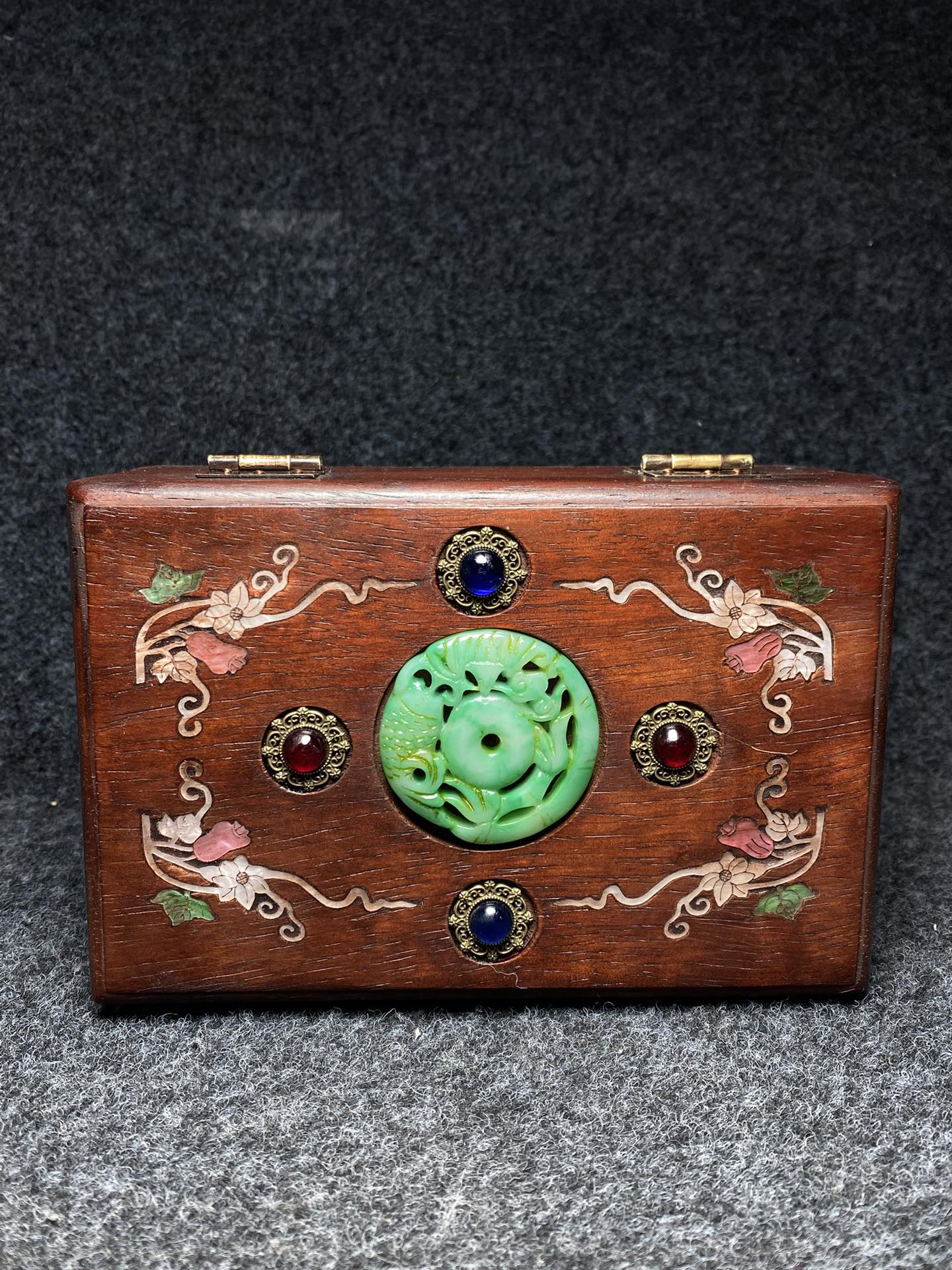 A0325 14 MM Bead Chinese Zitan Wood Beads Necklace w Huali Wood Box