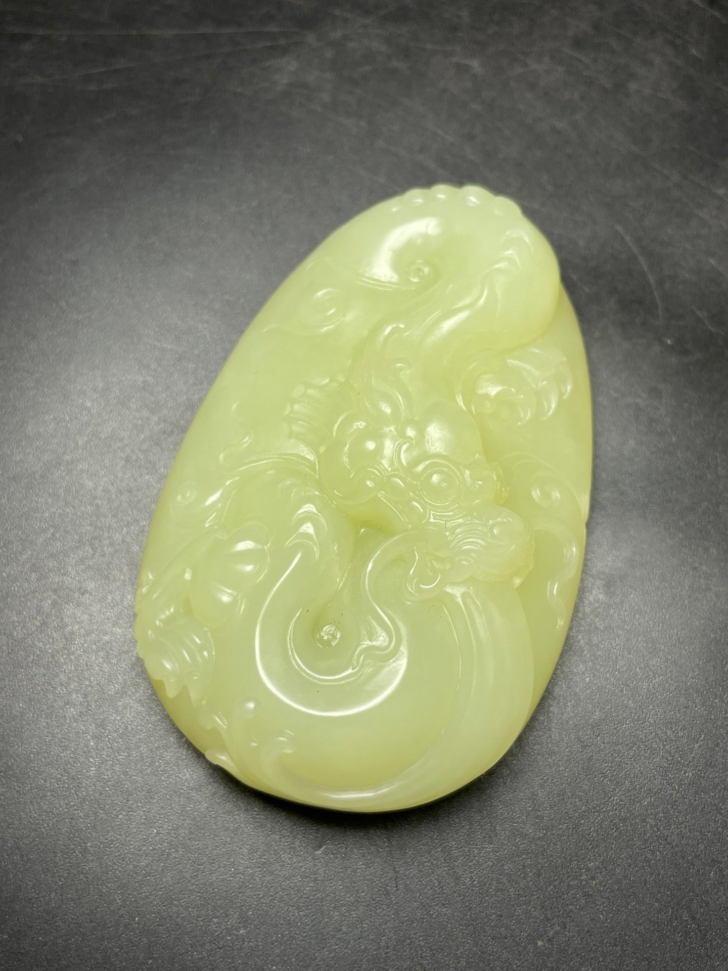 A0347 Superb Chinese Yellow Hetian Jade Carved Fortune Dragon Pendant