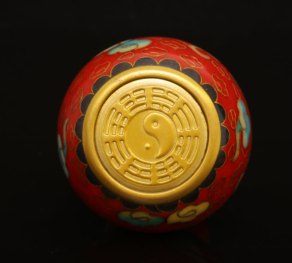 A0351 A Pair Vintage Chinese Gilt Gold Bronze Cloisonne Gourd Bottle