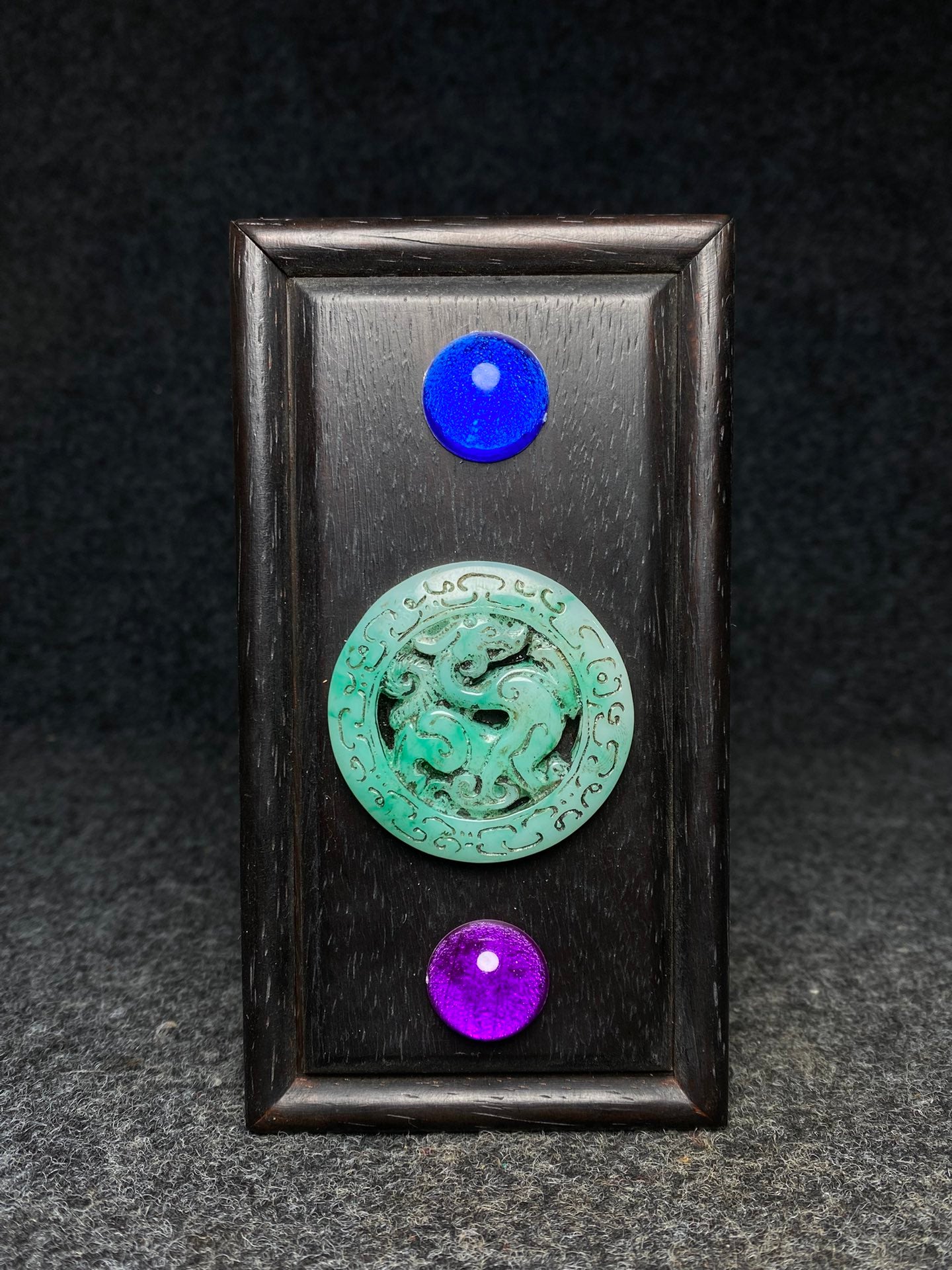 A0353 Chinese Zitan Wood Beads Beaclet w Wood Inlay Gem Box