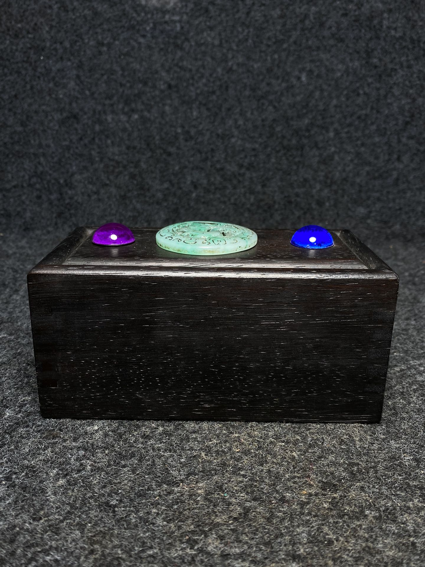 A0353 Chinese Zitan Wood Beads Beaclet w Wood Inlay Gem Box