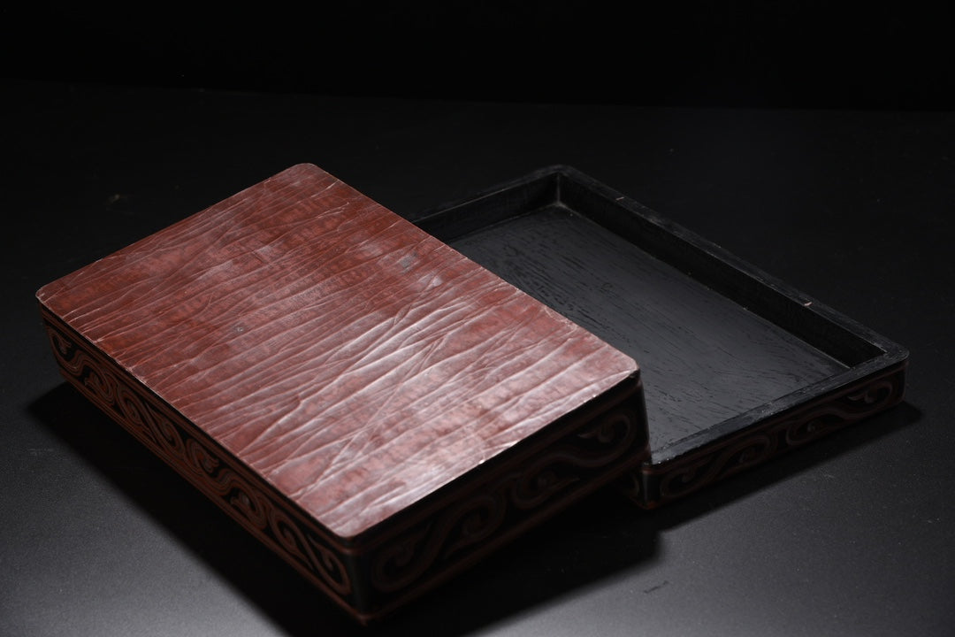 A0390 Vintage Chinese Red Lacquerware Low Relief Flower Design Jewellery Box