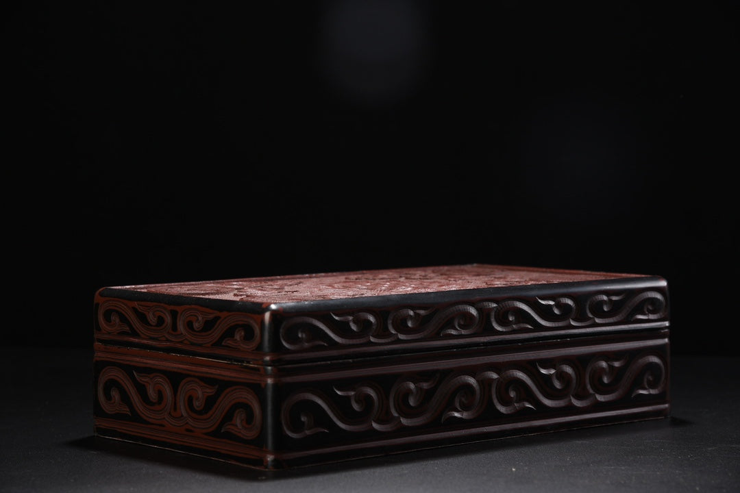 A0390 Vintage Chinese Red Lacquerware Low Relief Flower Design Jewellery Box