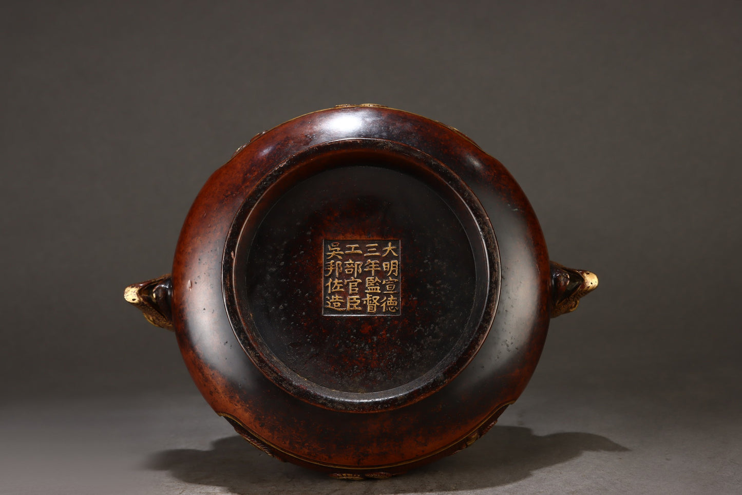 A0426 Vintage Chinese Gilt Gold Copper 12 Zodiacs Design Double Ears Incense Burner