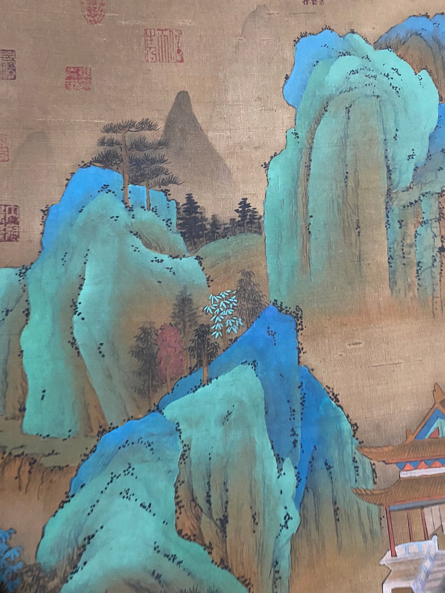 A0434 Chinese Watercolour On Silk Mountain River Scene Design Painting