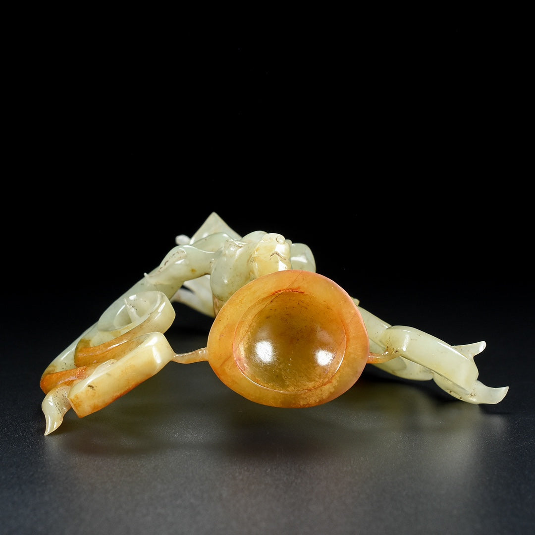 A0457 Vintage Chinese Hetian Jade Carved Deer Head Statue