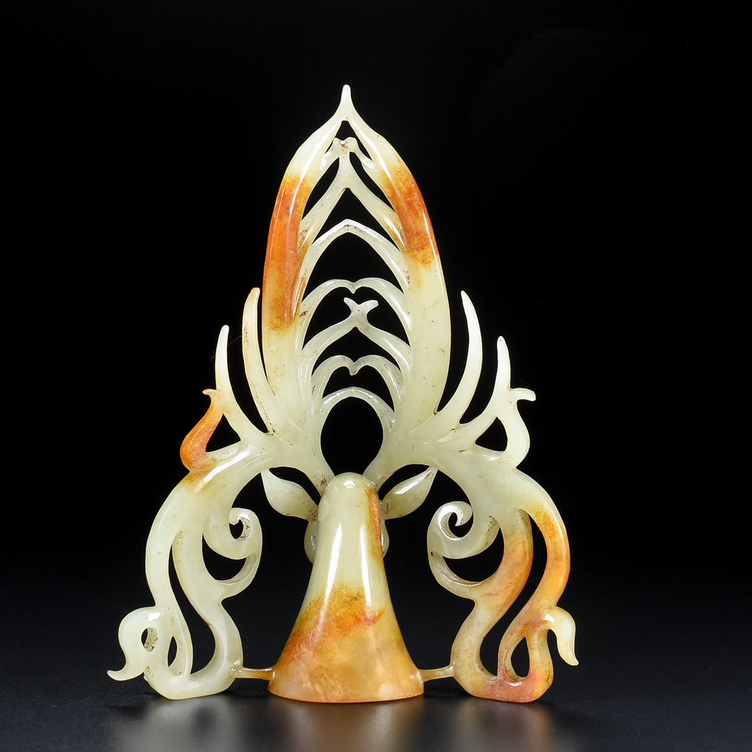 A0457 Vintage Chinese Hetian Jade Carved Deer Head Statue