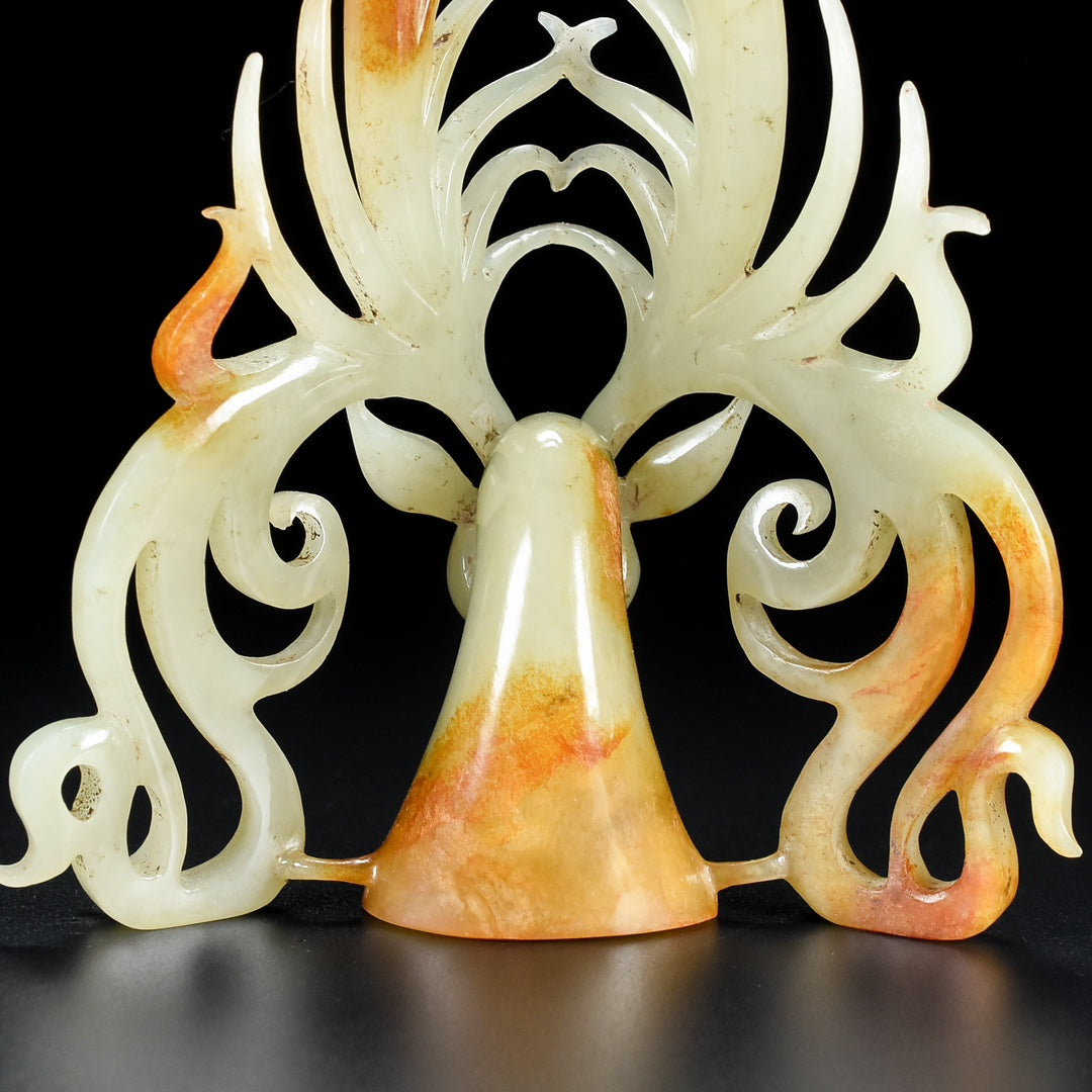 A0457 Vintage Chinese Hetian Jade Carved Deer Head Statue