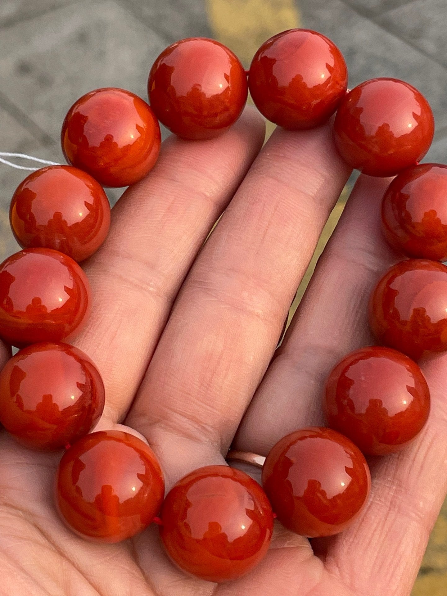 A0468 17.5MM Bead Chinese Nanhong Agate Beads Bracelet