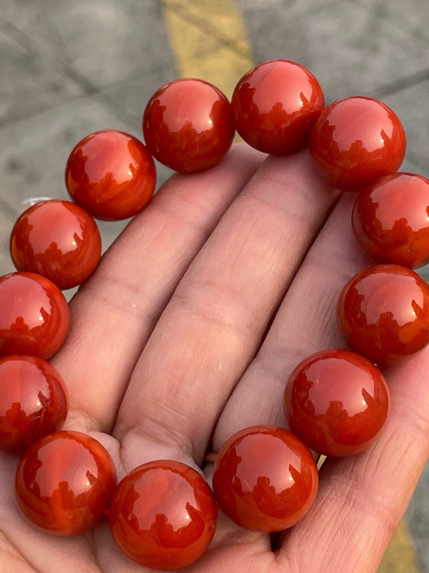 A0468 17.5MM Bead Chinese Nanhong Agate Beads Bracelet