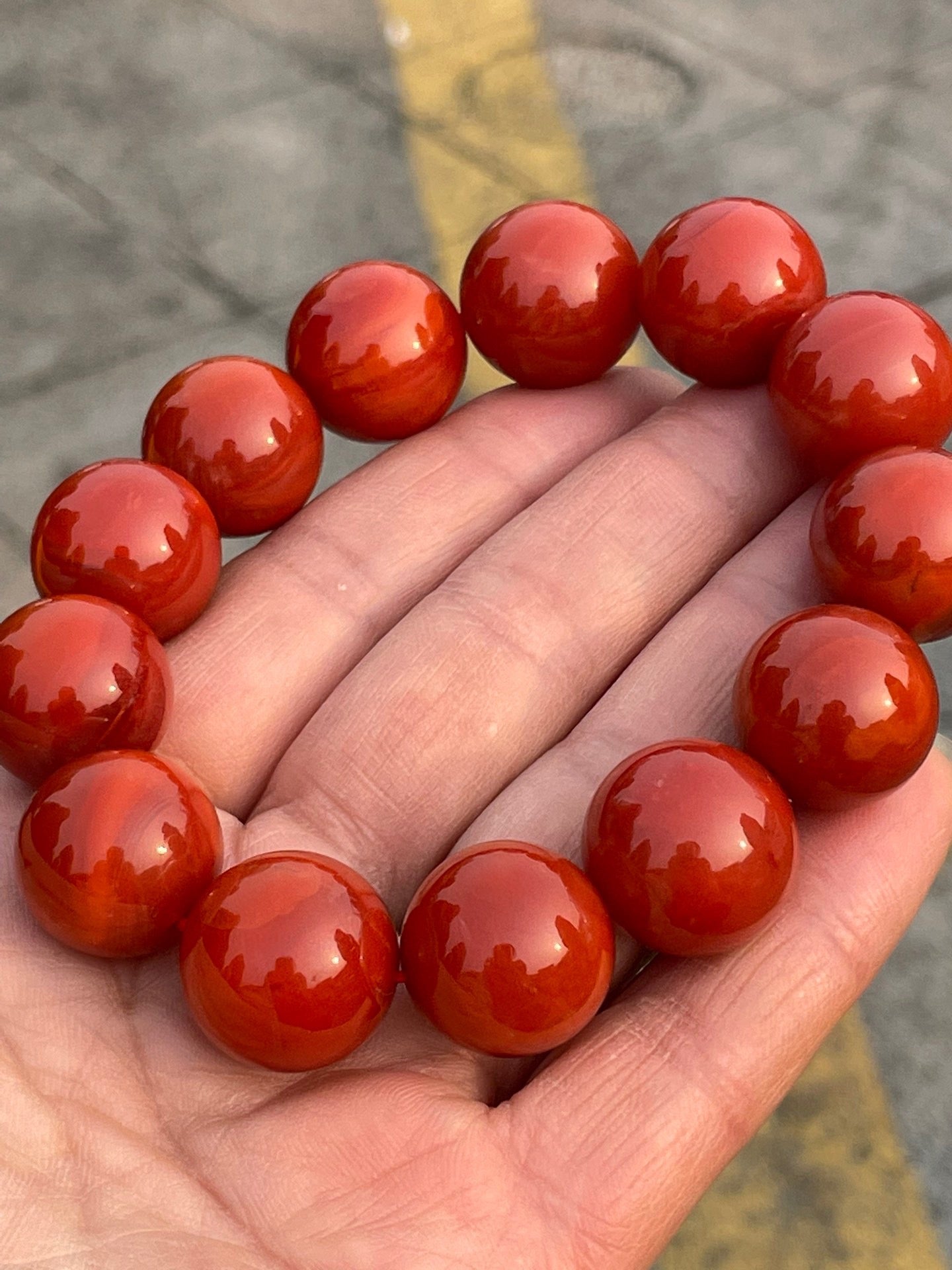 A0468 17.5MM Bead Chinese Nanhong Agate Beads Bracelet