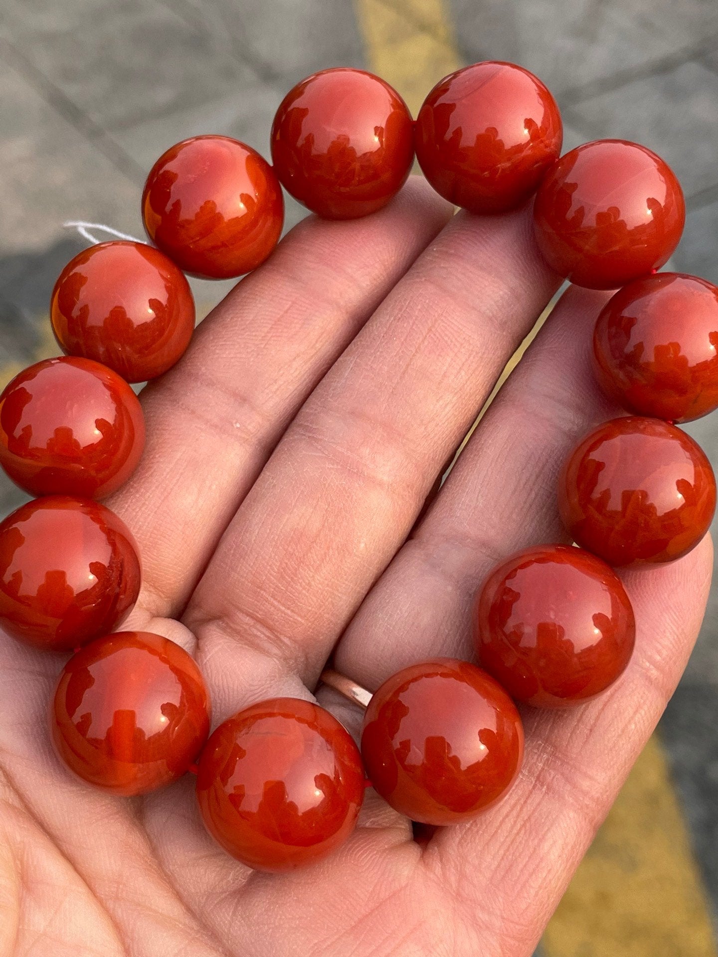 A0468 17.5MM Bead Chinese Nanhong Agate Beads Bracelet