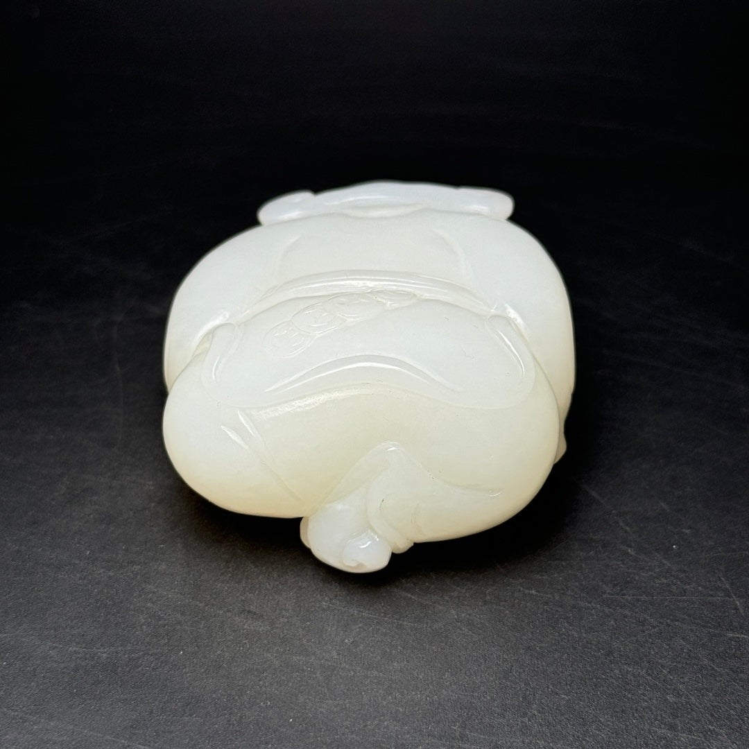 A0471 Chinese Natural Hetian Jade Carved Fortune Taoism Deity Statue