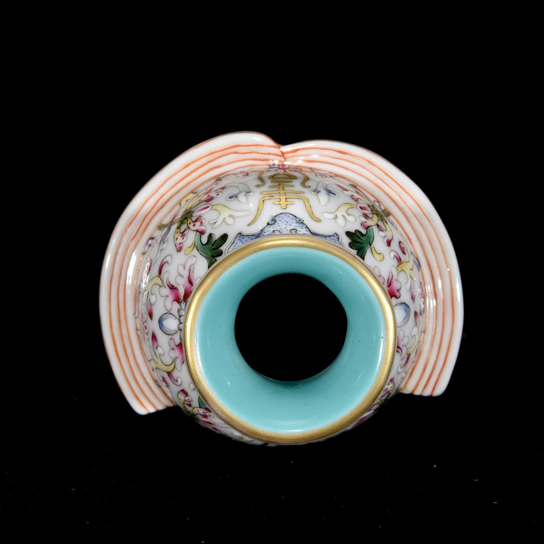 A0481 Chinese Gilt Edge Famille Rose Enamel Flowers Design Poetic Prose Porcelain Vase
